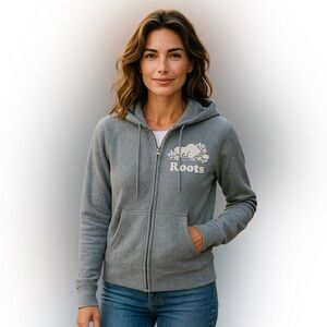 2Roots Women Full Zip Cozy Warm Hoodie Sweatshirt Grey Sz Large fits Medium